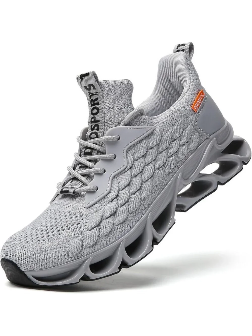 Men's Grey Road Running Pull On Shoes Sport Athletic Tennis Walking Sneakers